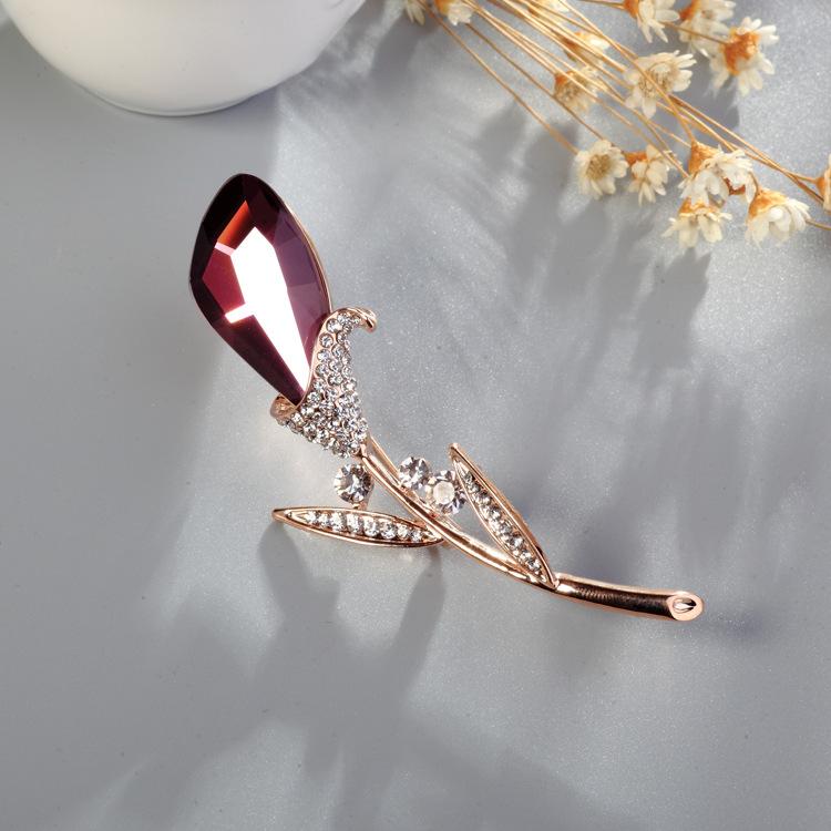 Сплав золота комплект хрустальный цветок брошь темперамент универсальная тюльпан брошь женская одежда аксессуары