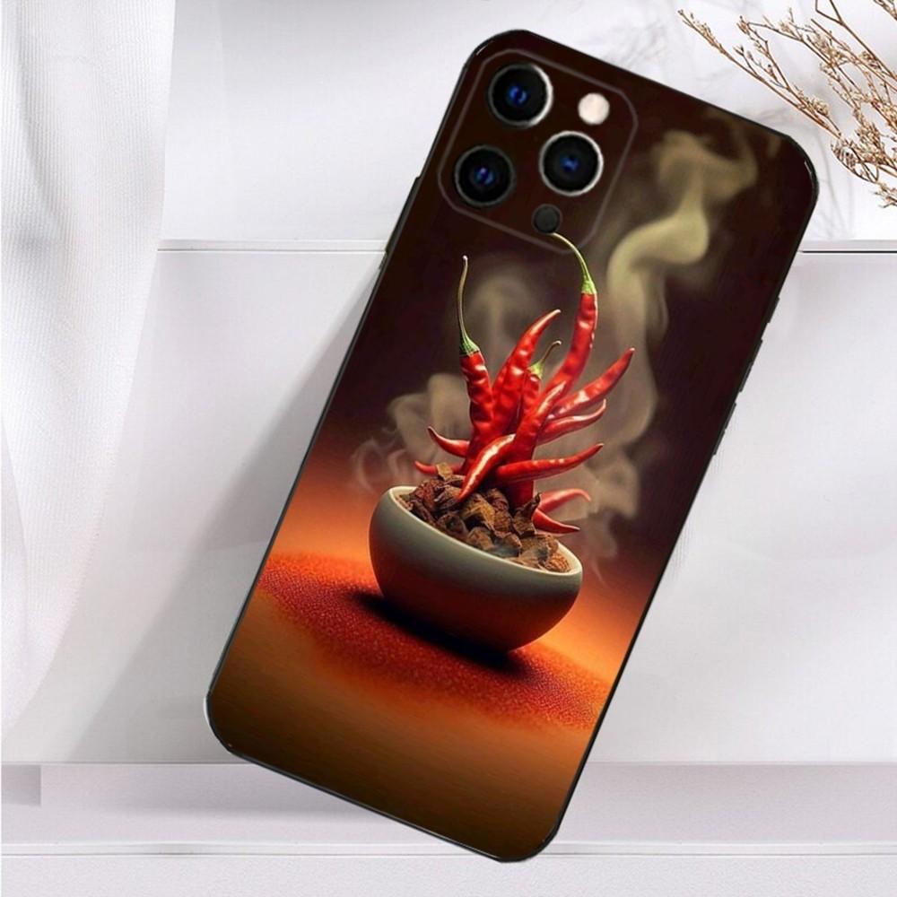 Чехол для телефона с рисунком красного перца чили для iPhone 16, 15, 14, 13, 12, 11 Plus, Pro Max, XS, X, XR, SE, Mini, 8, 7, мягкий силиконовый черный чехол