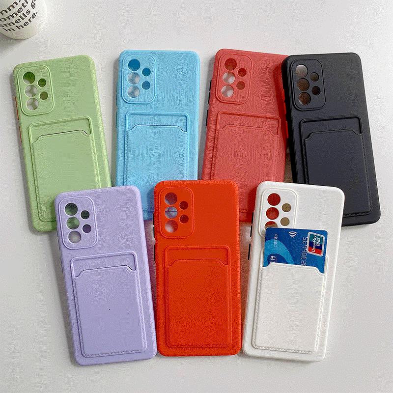 Silicone with Card Holder Phone Case for Samsung Galaxy A05S A05 A15 A25 A35 A55 A24 A34 A54 A14 A13 4G 5G Shockproof Cover