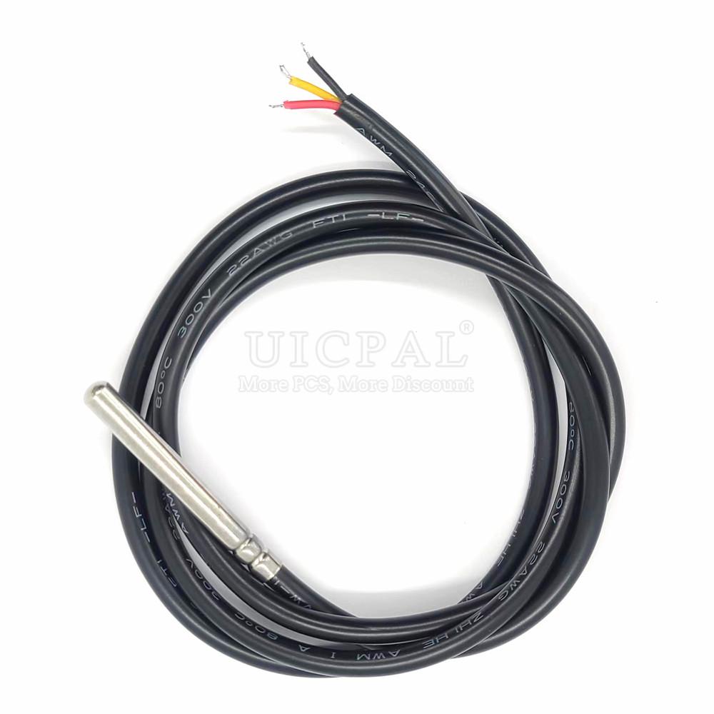 DS18B20 Temperature Sensor Probe 304 1M Length Stainless Steel 6*50MM OD 5.0MM Waterproof Dustproof PVC SL Sensors Cable Replacement Sensors2