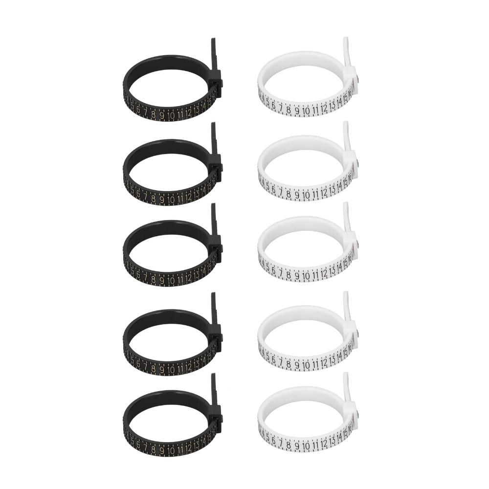 10pcs Plastic Ring Sizer Tool Clear Printing Ring Measurement Tool Finger Measuring Gauge For Men