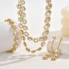 Women Inlaid Rhinestone Chain Necklace Earrings Bracelet Wedding Party Festival Gift