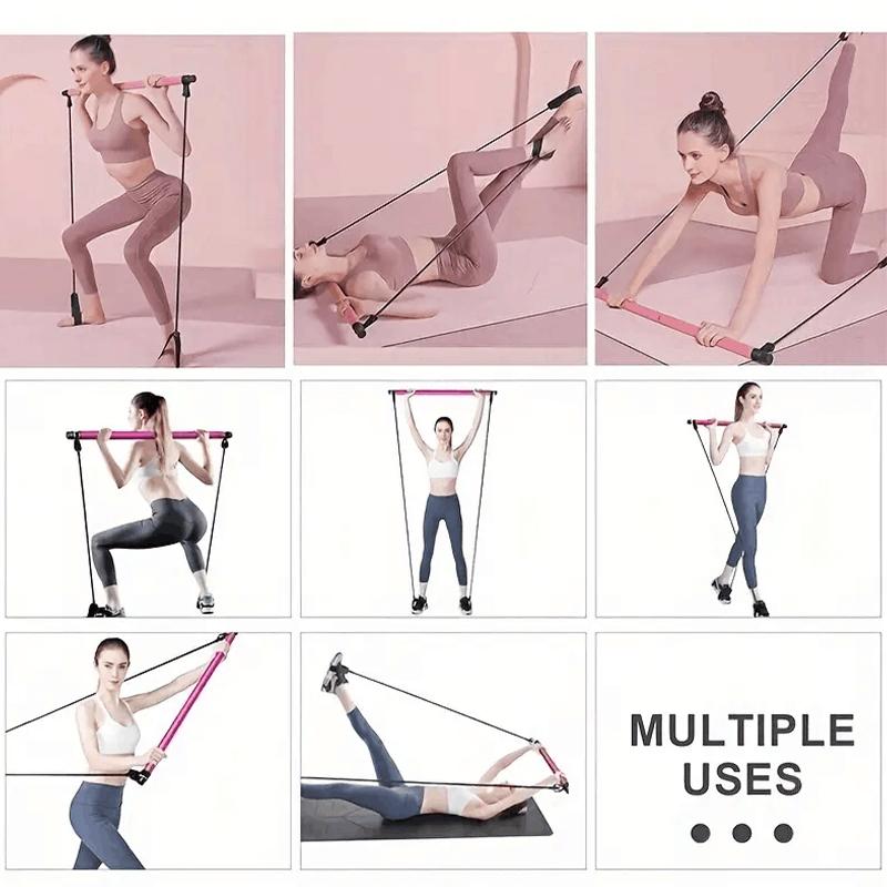 Ultimate Pilates Bar Set for Full-Body Fitness Elastic Resistance Rope Stick for Chest Expansion Back Training and Body Stretching