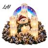 Festive Soft Furnishing Gifts Christmas Flameless Candle Resin Ornament with LED Light Santa Angel Bear Ornaments Led Lights Bird Tabletop