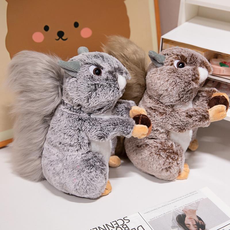 Kawaii Simulated Squirrel Plush Toys Cute Lifelike Squirrel Stuffed Plush Dolls Room Decoration Pillow Soft Kids Birthday Gifts