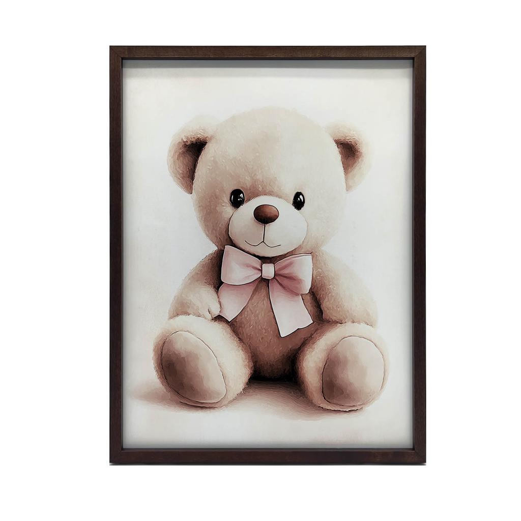 Plakat Uroczy Miś W Różowej Muszce Plakat Uroczy Miś W Różowej Muszce, 70X100 Cm, Rama Drewniana Ciemny Brąz, Papier Matowy 230 Gsm