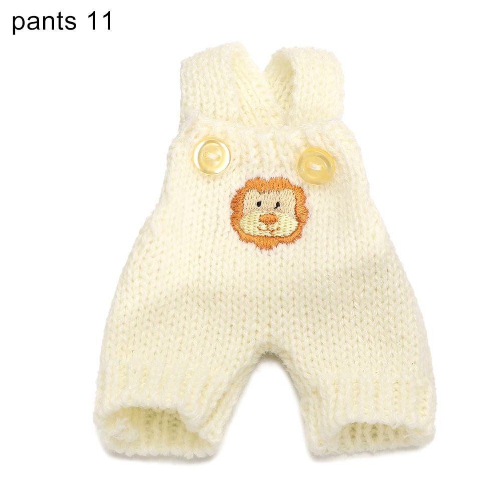 Animal Pattern Cotton Stuffed Dolls Knited Hat Mini Overalls Plush Suspender Pants Doll Clothes