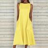 Женское хлопково-льняное макси-платье на весну-лето, греческий стиль, без рукавов, А-силуэт, свободное, большого размера, повседневное платье с карманами