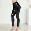 Women Pants Glossy Faux Leather Skinny Elastic High Waist Solid Color Smooth Soft Breathable Tummy Control Ankle Length Club Party Lady Long Trousers