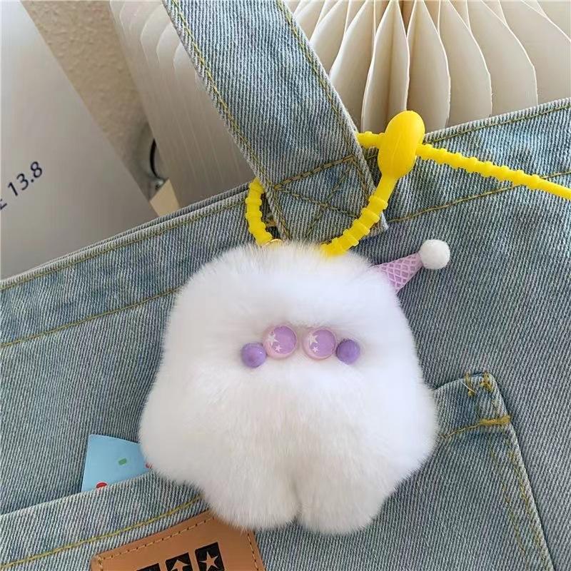 Милый плюшевый брелок в виде мороженого, пушистый животный кулон для сумок и ключей