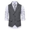 Mens Retro Vest Lapel Business Casual Single-Breasted Vest Slim Fit High Quality Mens Dress Wedding Male Tops