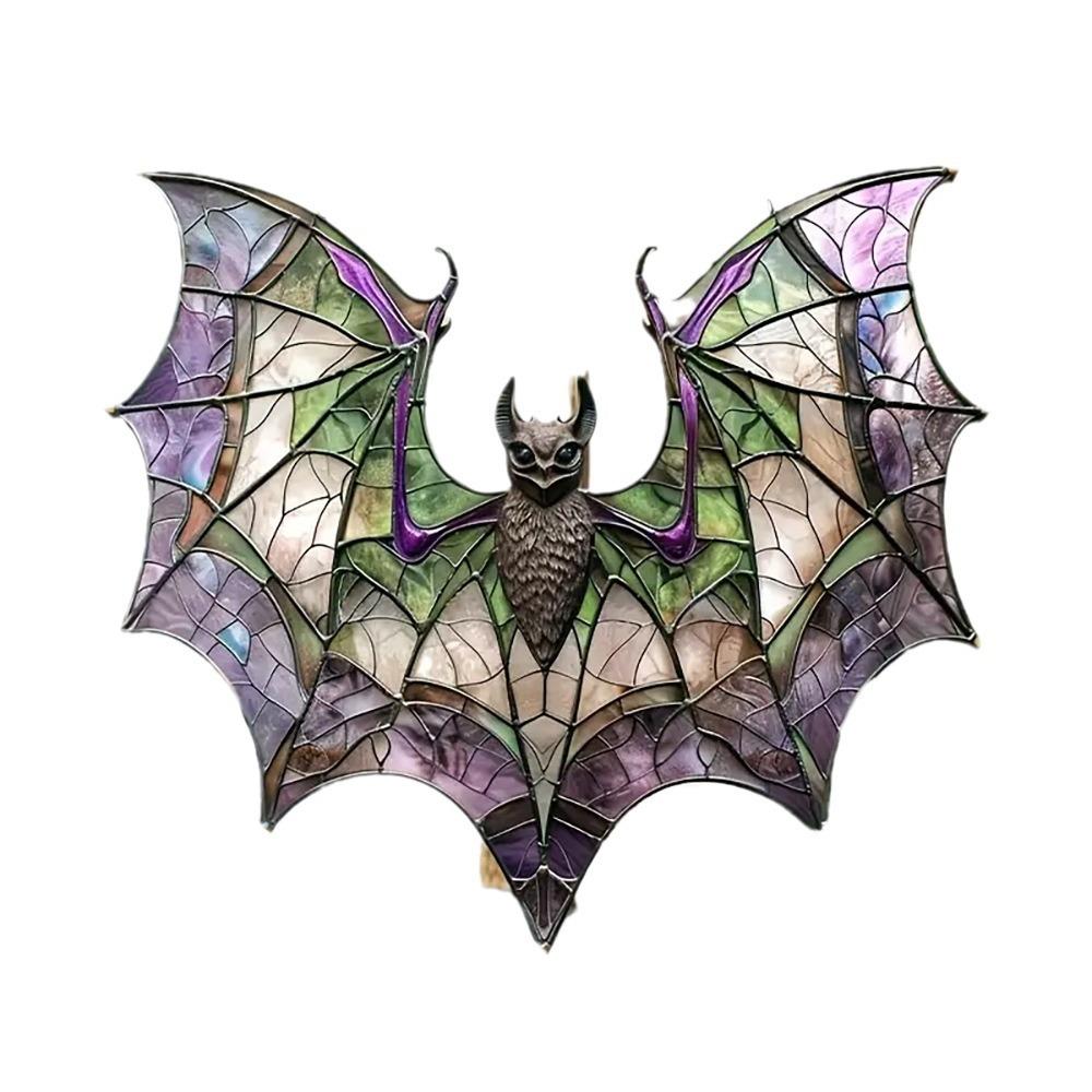 Gothic Bat Window Hanging Ornament Imitation Stained Glass Style Bat Hanger Pendant Gift