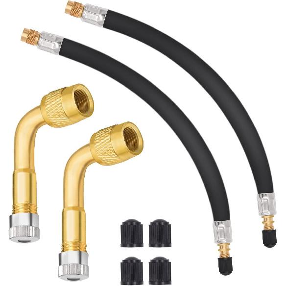 SAFELIFE Tire Valve Extensions, 8.25 Inch Flexible Valve Stem Extenders with 90 Degree Brass Schrader Tire Valve Extension Adaptor Compatible for