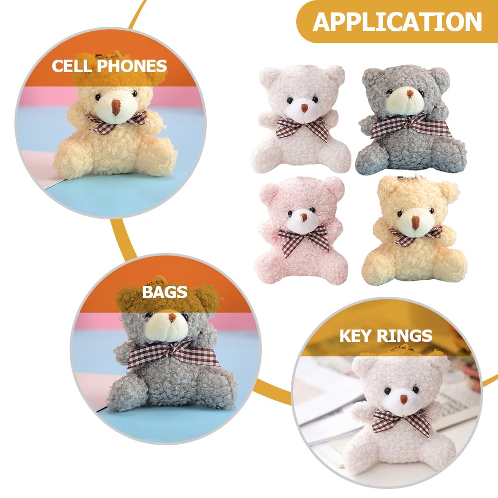 STOBOK плюшевый брелок медведь 4 шт. цепочка с шариками милый брелок мягкий подарочный пакет подвеска автомобильный ключ