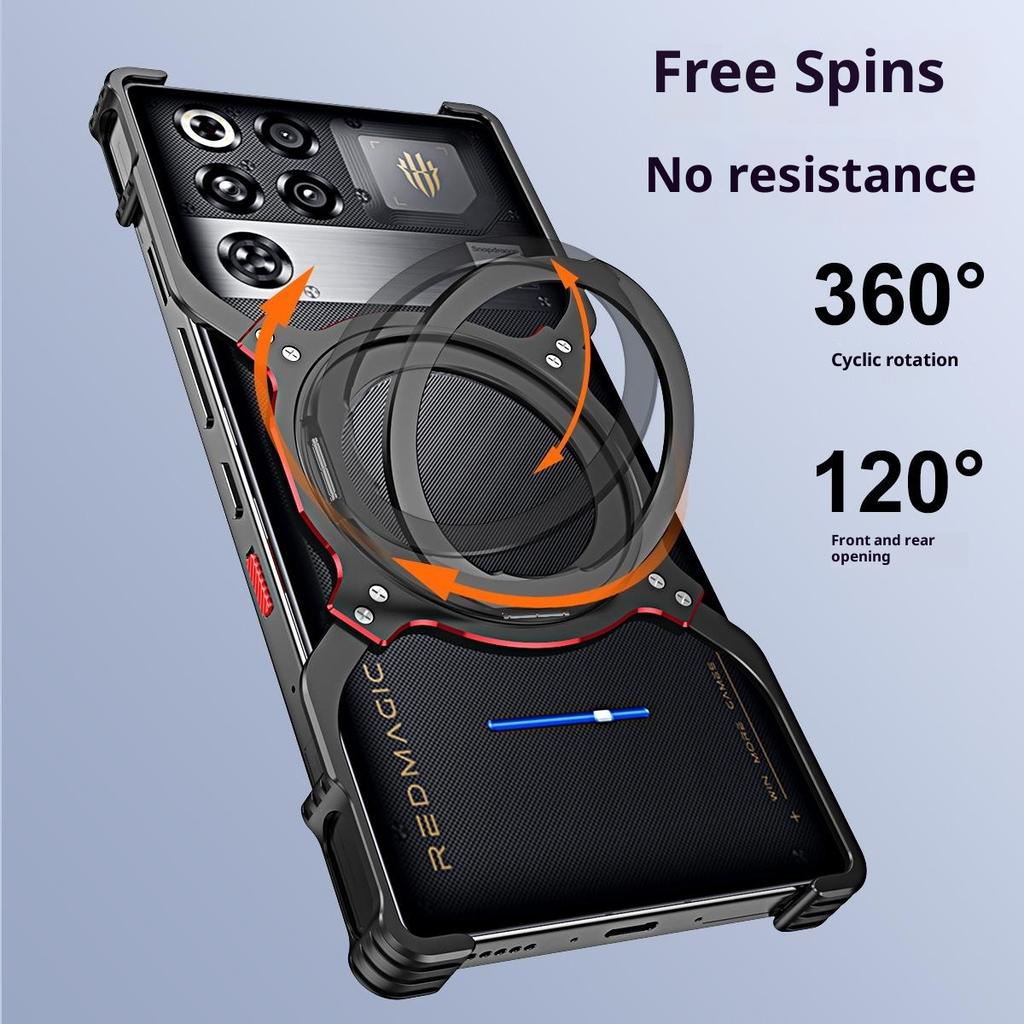 Чехол для ZTE nubia RedMagic 11 Pro 5G/11 Pro+ 5G с подставкой, металлическим бампером, магнитная крышка для телефона
