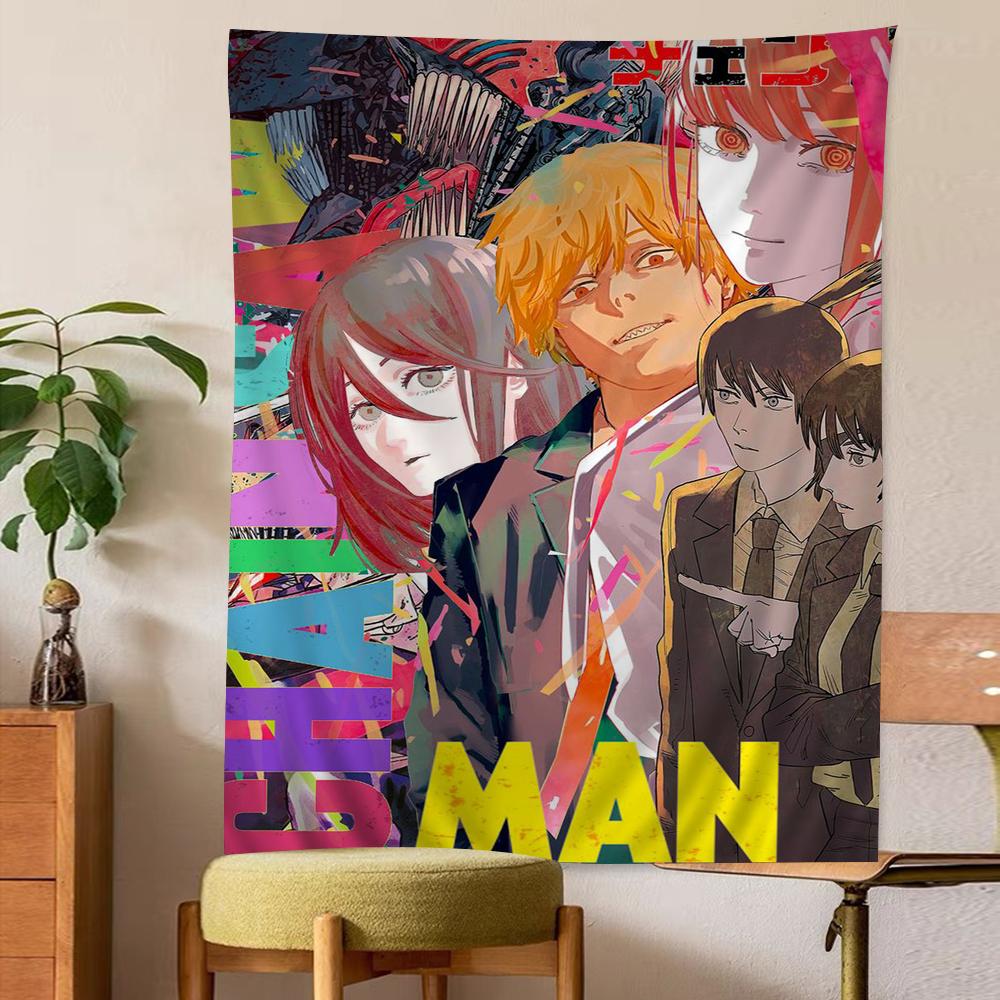 Chainsaw Man Magazine Cover Wall Tapestry Dynamic Denji Aki Art Shonen Aesthetic Trendy Room Decor for Anime Manga Fans