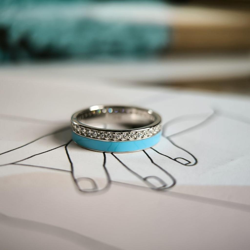 Silver Ring with Cubic Zirconia, Enamel, Product Weight 2.57 G (60002232)