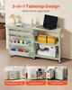Folding Sewing Table, Multipurpose Sewing Machine Table with Compact Design, Wheels, Wooden Pegs, Storage Trays and Shelf, Magnetic Door Lock, Craft