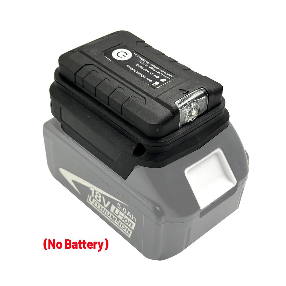 Адаптер-кейс для Li-ion аккумулятора Makita 18V с двойными USB-портами, Power Bank, Зарядное устройство для телефона, Светодиодный рабочий фонарь, Преобразователь, Лампа, Фонарик