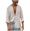 Мужская весенняя и свободная повседневная рубашка из хлопка и льна, рубашка с длинным рукавом, топ, блузка на пуговицах