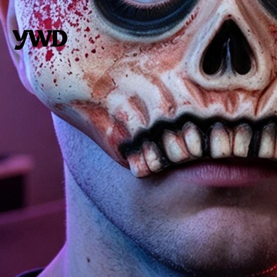 Full Head Mask Realistic Halloween Skull with Bandages And Blood Stains, Scary Latex Horror Prop Half Face for Haunted House Cosplay, Zombie