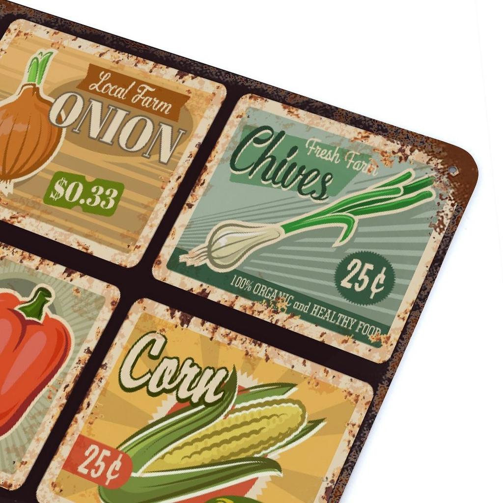 1-Pack retro wall metal display sign, 20×30cm and 30×40cm, shabby aged decor for hallway, dining area or cafe