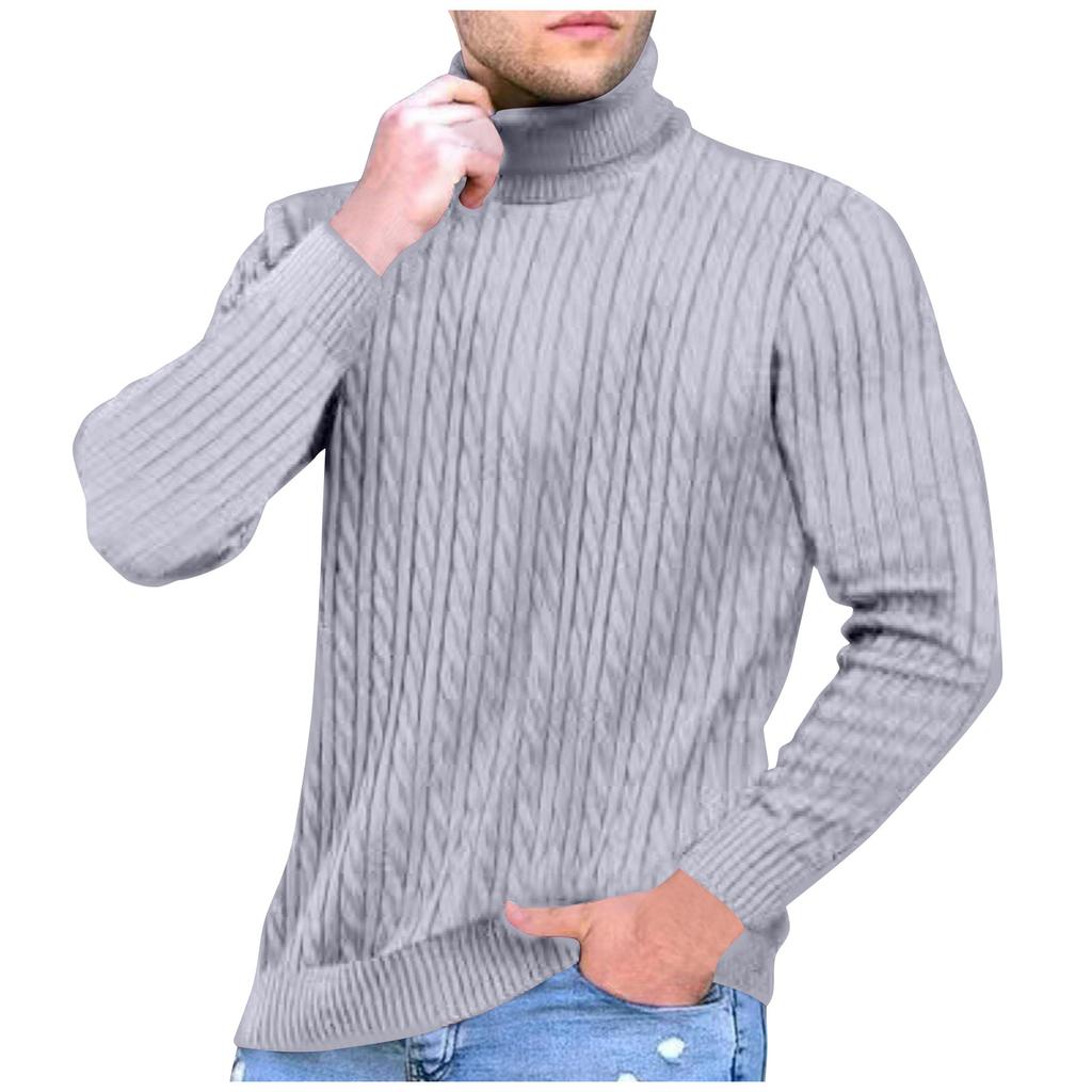 Мужской однотонный свитер с высоким воротником, мужской повседневный модный текстурированный пуловер, свитер для ношения под низ
