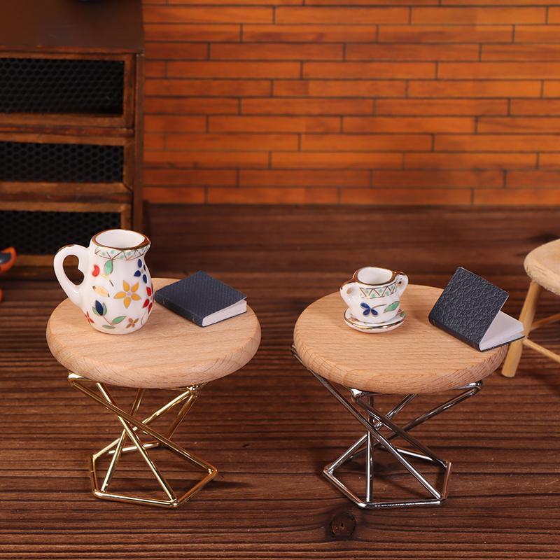 1/12 Кукольный домик Симуляция Журнальный столик Круглый Чайный столик Модель Кукольный дом Миниатюрная мебель Декор Микросцена Строительный реквизит