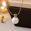 Simple Elegant Gold Color Round Imitation Pearl Pendant Necklace for Women Fashion Jewelry Wedding Daily Wear