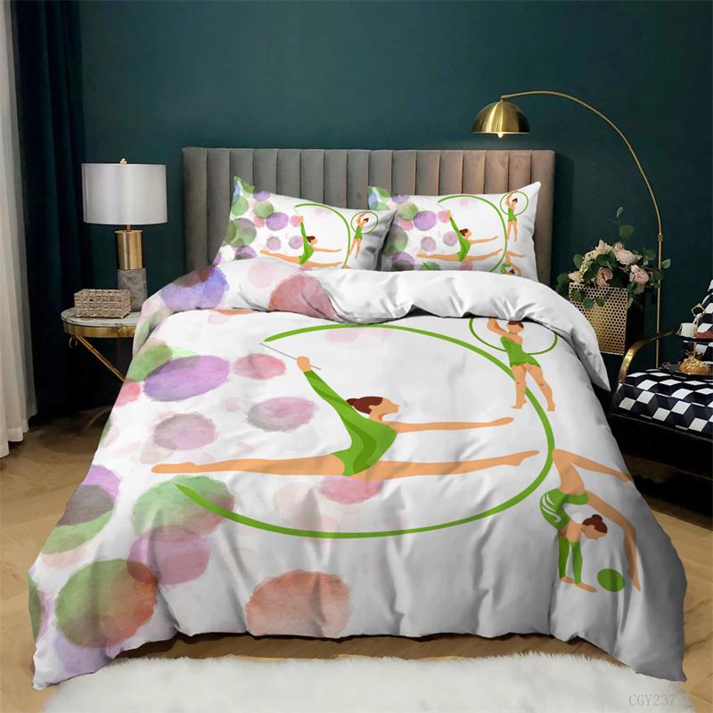 Пододеяльник для гимнастики с милым рисунком для девочек-балерин, комплект постельного белья из микрофибры, спортивный пододеяльник, размер Twin King для любителей гимнастики