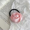 Fabric Rose Flower Hairbands Women Girls Elegant Elastic Rubber Bands Hair Ropes Headdress Satin Floral Rubber Bands