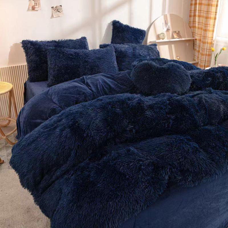 Размер King Size/Queen Size/Twin Size Зимняя юбка-кровать Пододеяльник Наволочка Комплект из четырех предметов Утолщение Теплая спальня Простое постельное белье Высококачественное зимнее белье