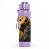 1PC Golden Retriever Puppy Bust 750ml Color Plastic Sports Water Bottle Leakproof Flip Straw Lid For Sports Office Home Use