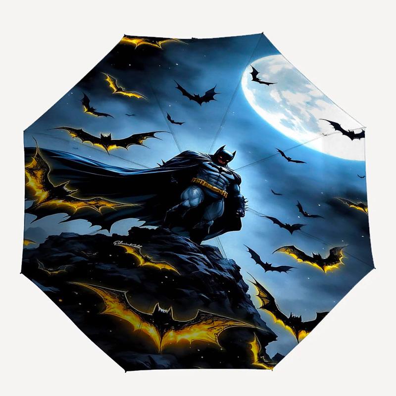1pc Batman, Full Moon Automatic Folding Umbrella - Compact 8-Rib Design, Durable Plastic & Iron1469L