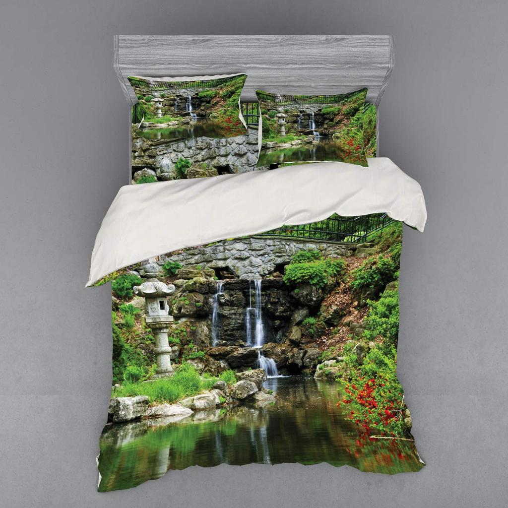 Наборы Пододеяльников с Принтом «Водопад» Для Подростков Взрослых Размер Queen Легкие Покрывала на Одеяло Декор Комнаты 2 Наволочки 1 Пододеяльник Без Одеяла