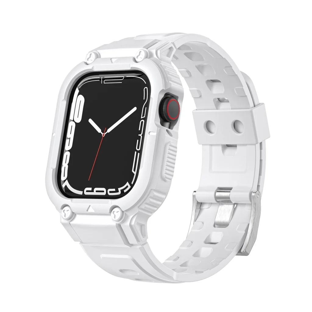 Ремешок для чехла для Apple Watch Ultra 49 мм, 45 мм, 44 мм, 41 мм, 40 мм, силиконовый ремешок для Iwatch Series 8 7 6 Se 5 4, защитный чехол-браслет