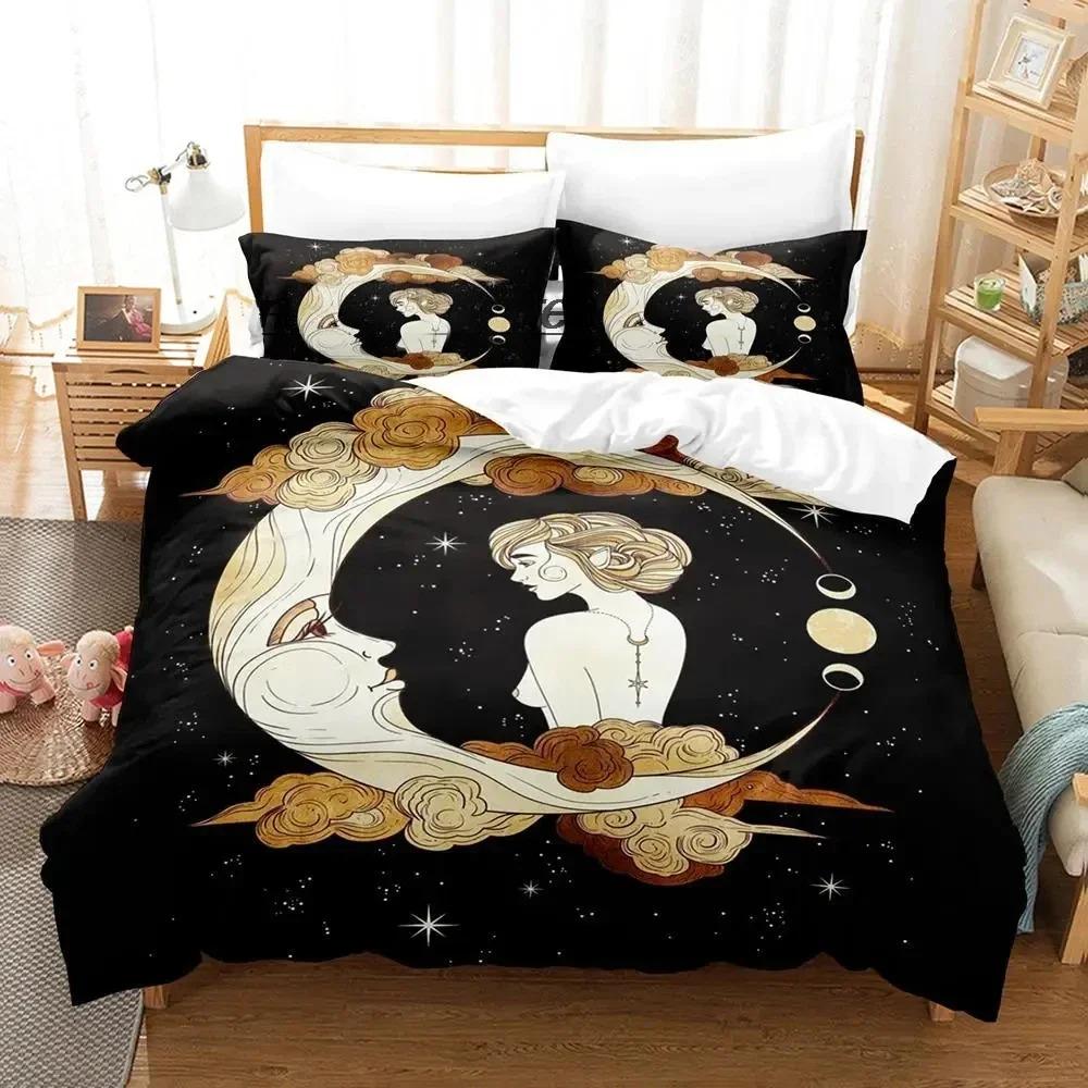 Witch's Moon Bedding Set Single Twin Full Queen King Size Aldult Boys Bedroom Duvet Cover Sets Anime