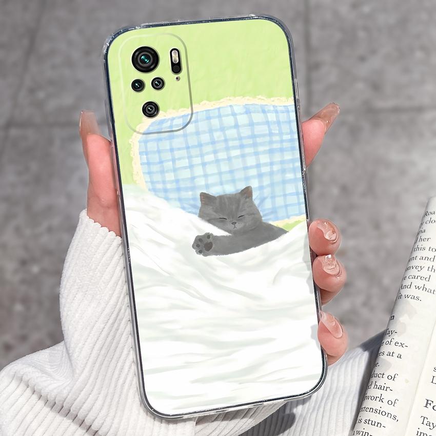 Милый чехол для телефона с котенком для Redmi Note 10 9 8 7 6 5A Pro 9T 8T 7S 10Lite Мягкий чехол Защитная пленка для экрана Высокое качество Пылезащитный чехол для Redmi Прозрачный чехол