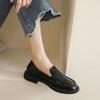 Женские мокасины на платформе, новые черные кожаные повседневные туфли без застежек для женщин, весенние британские повседневные туфли на плоской подошве, женские туфли на низком каблуке