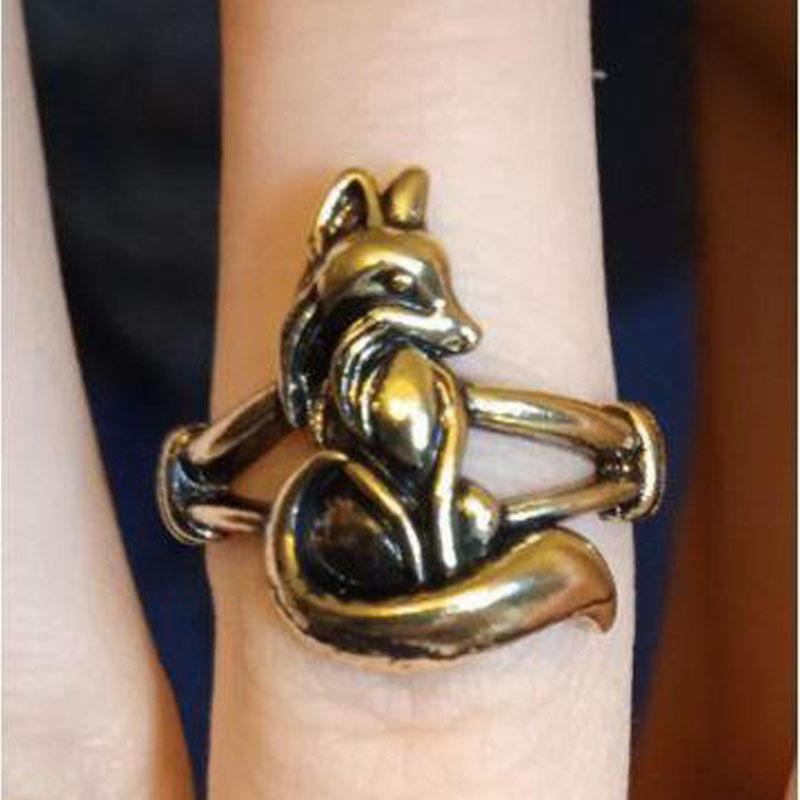 Горячая Распродажа Креативное Кольцо из Цинкового Сплава Цвета Старой Меди с Лисой Мужское Женское Кольцо Парные Кольца Мужская Бижутерия Женское Свадебное