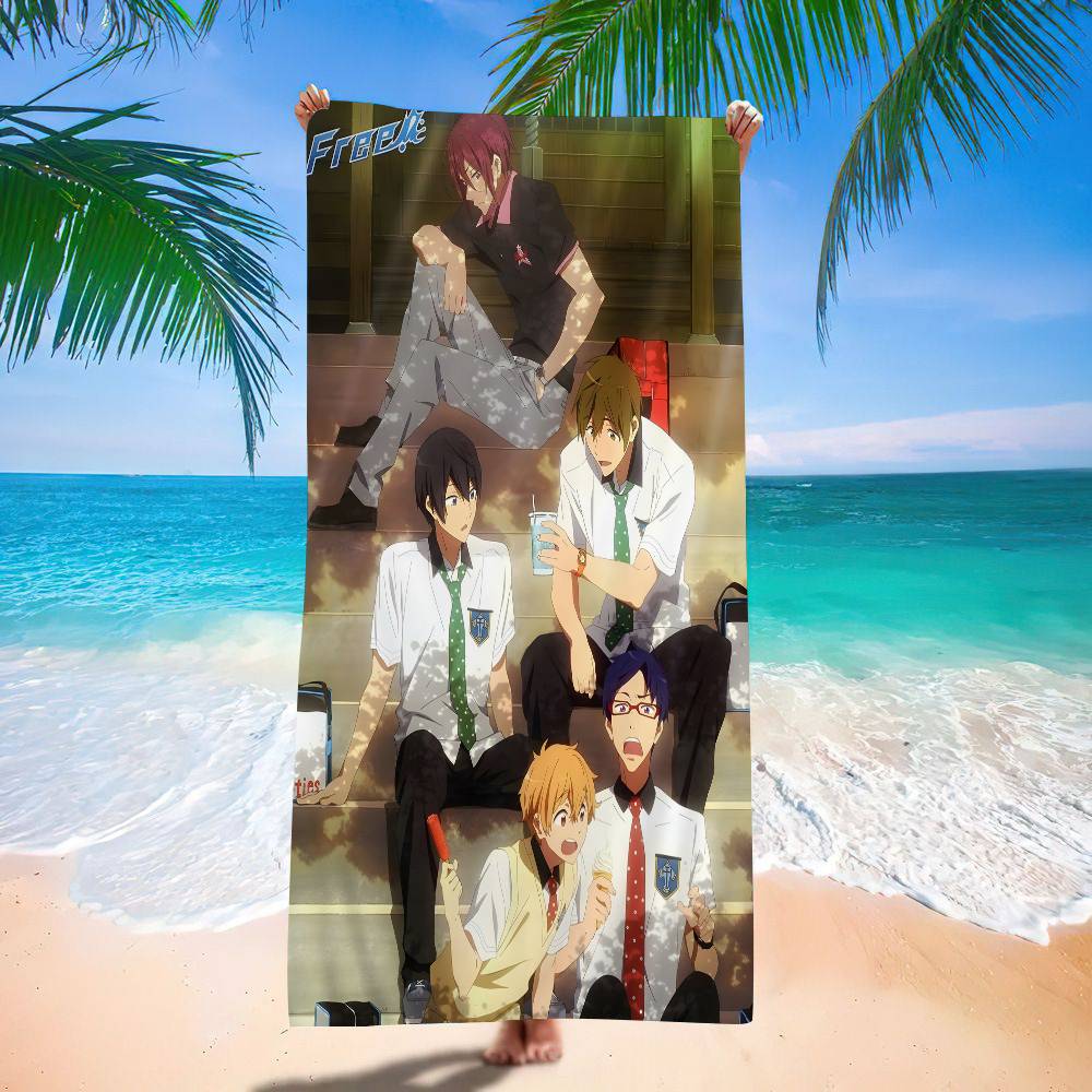 Anime Free Iwatobi Swim Club Big Microfiber Beach Towels Quick Dry Towel Sand Beach Towels Pool Towel for Travel Swim Pool Yoga