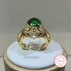 14K Gold Vintage Emerald Zircon Ring for Women Silver Jewelry Natural Emerald Ring Jewelry Party Birthday Gift