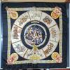 Used Good Condition HERMES Carre 90 Scarf Black Silk Free Shipping
