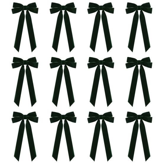 12 шт. Рождественские бархатные банты, деревенские винтажные бархатные ленточные банты для DIY поделок, упаковки подарков, гирлянды для елки, венка, рождественского украшения