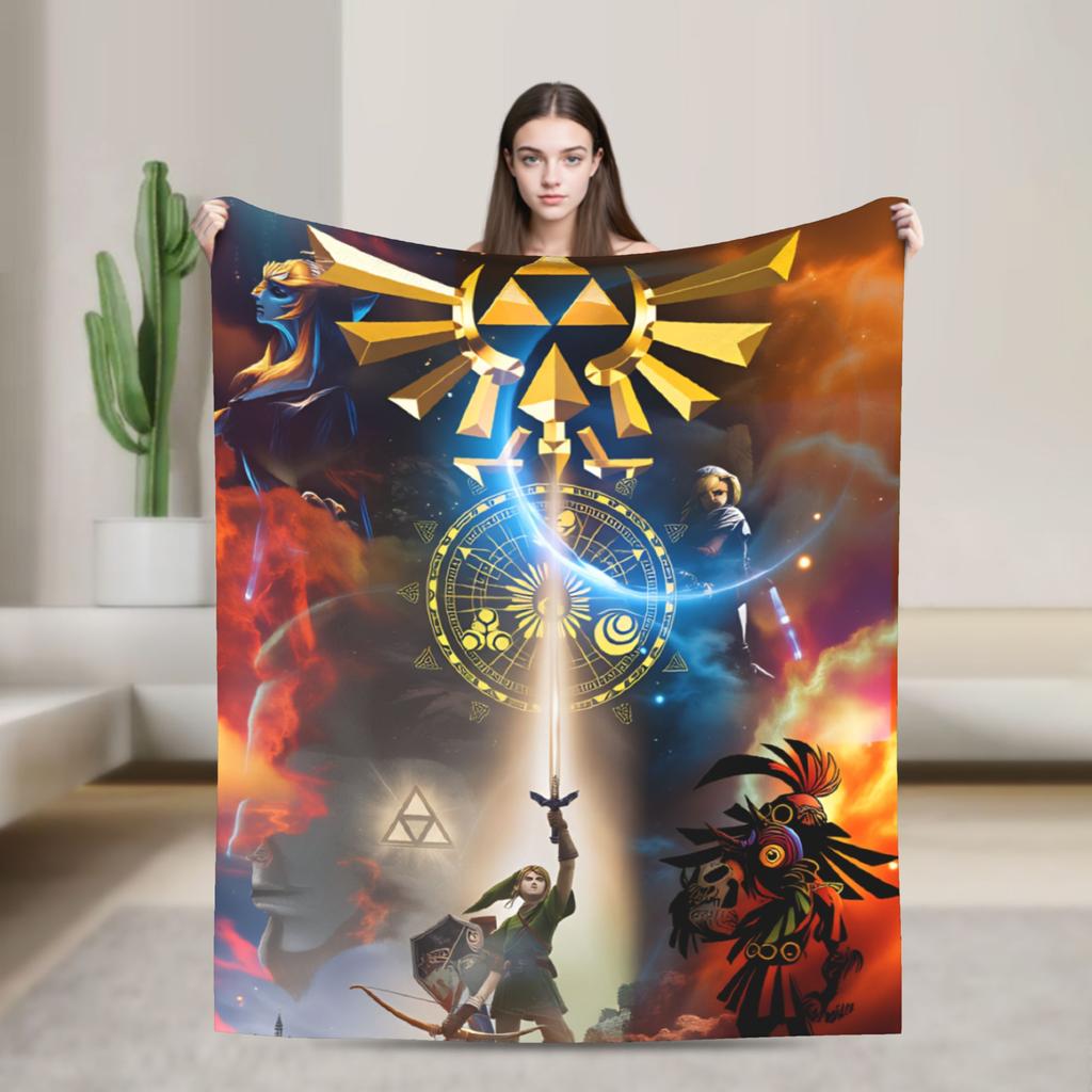 Link Cartoon Z-Zeldas Soft Warm Blanket Decorative Plush Throw Blanket Aesthetic Couch Chair Flannel Bedspread Sofa Bed Cover