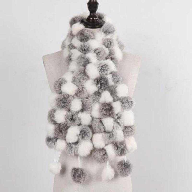 Women Winter Warm Rabbit Fur Scarf Hot Sale Natural Rabbit Fur Muffle Lady Scarves