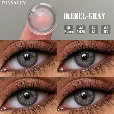 FUNSACHY 1 пара цветных контактных линз для глаз, натуральные серые мягкие контактные линзы, женский макияж глаз, зеленые зрачки, голубые контактные линзы для глаз