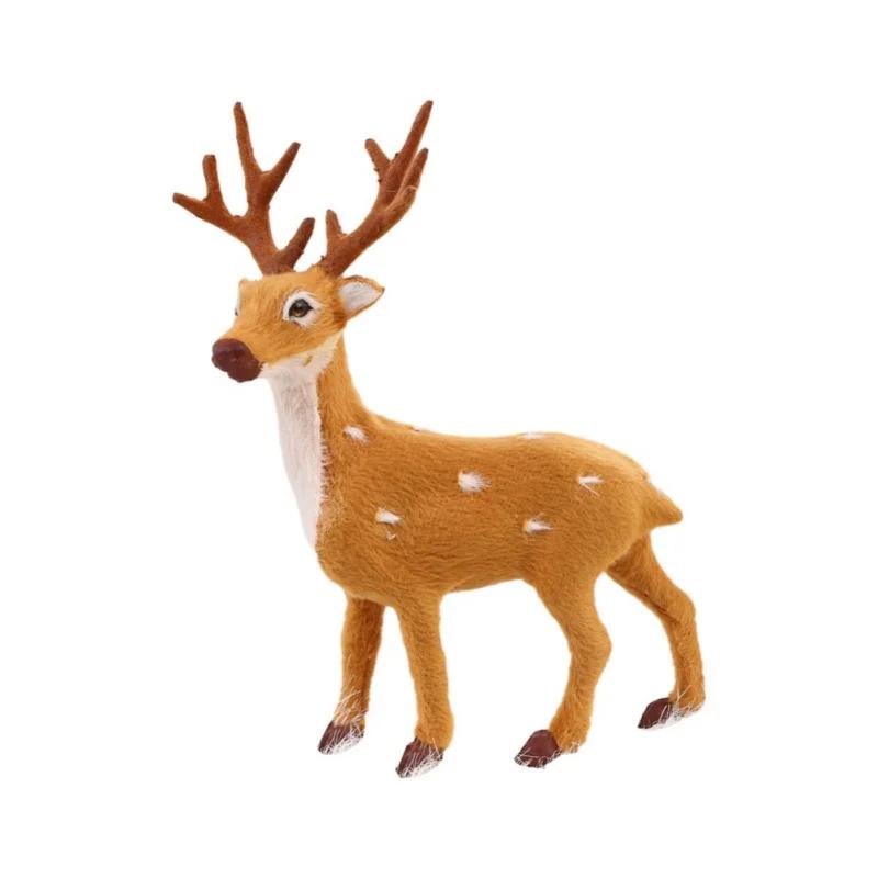 Christmas Cartoon Elk Plush Simulation Reindeer Deer Party Scene Layout Fake Elk Figurine Home Decoration For Desktop Ornaments