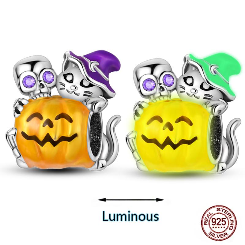 Shining Luminous Firefly Charms Copper Bulb Octopus Jellyfish Bee Fit Dangle Original Bracelets Glow Beads Women Diy Jewelry