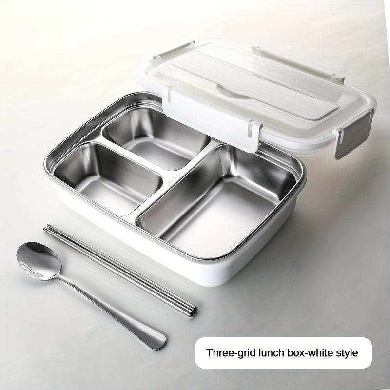 Leak-Proof Stainless Steel Lunch Box With 3 Compartments - Durable, Easy-Clean Bento Container For Students & Office Workers
